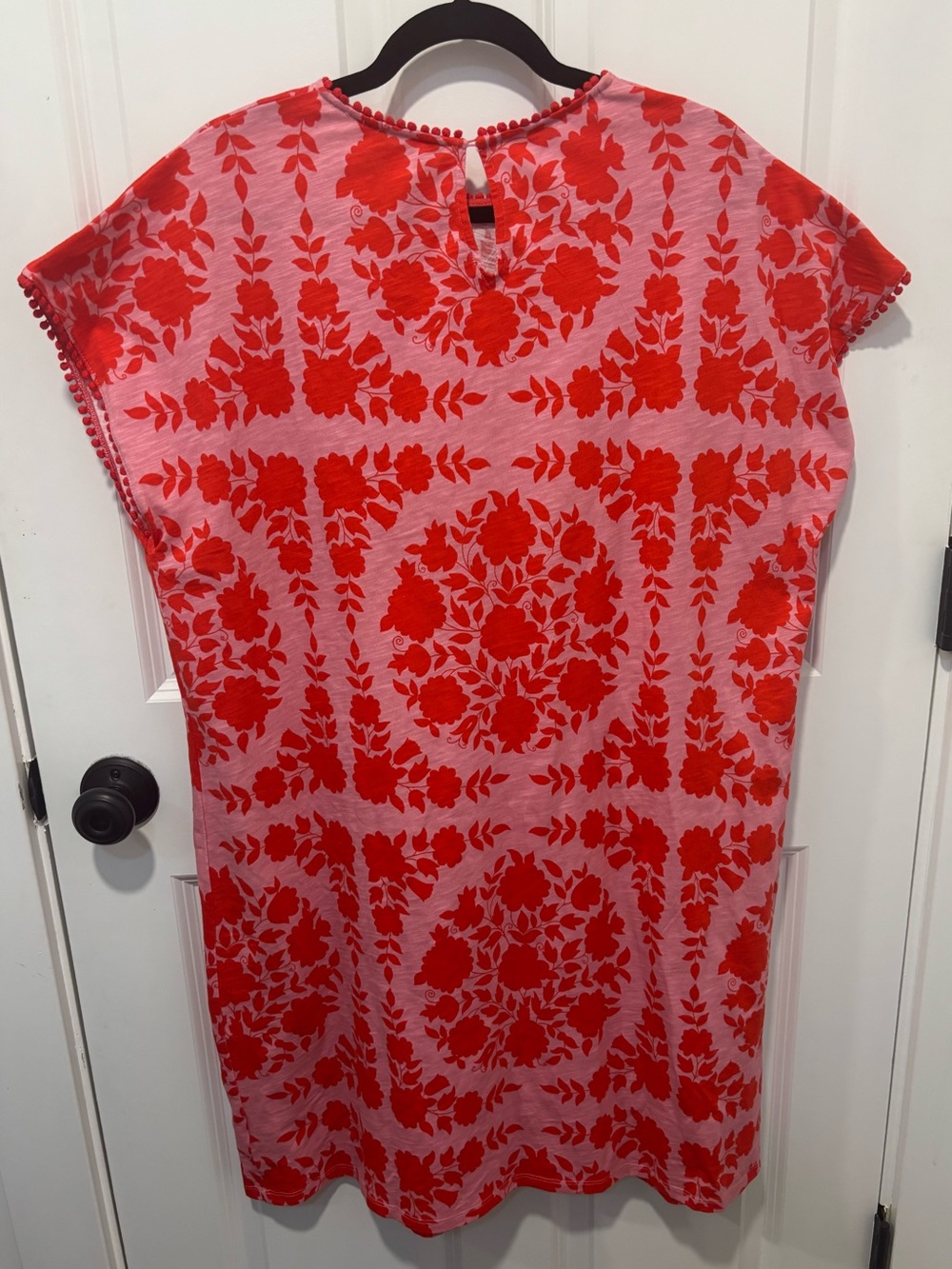 Boden Pink Twith Red Floral Print and Pom Trim - Picture 3 of 6